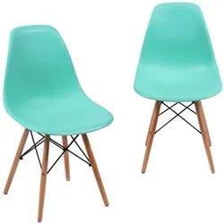 Kit 02 Cadeiras Eiffel Charles Eames Azul Tiffany F01 com Base de Made