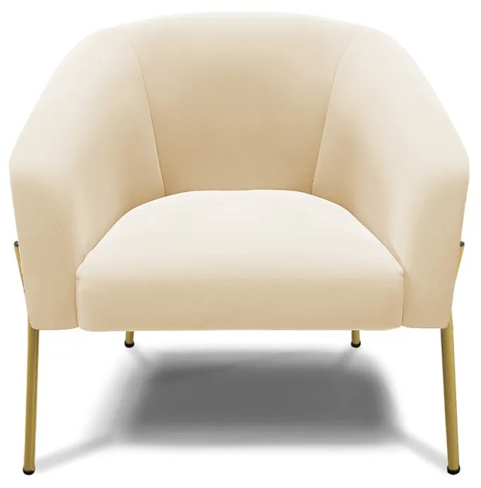 Poltrona Decorativa Pé de Ferro Dourado Stella Suede Bege D03 - D'Rossi