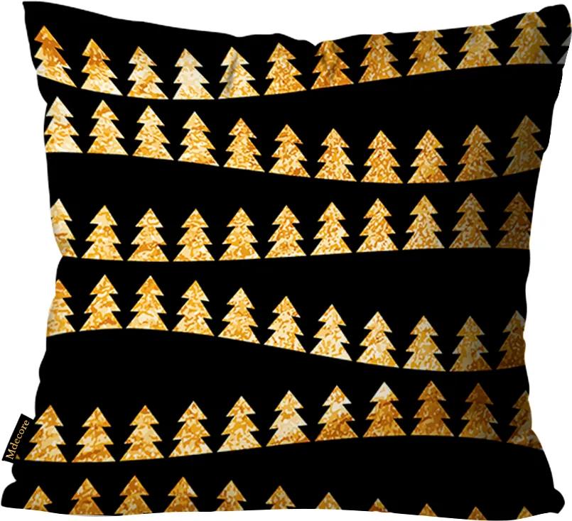 Capa Para Almofada Mdecore Árvore De Natal Preto E Dourada45x45cm