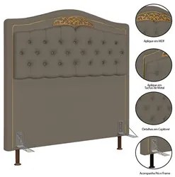 Cabeceira Cama Box Casal King 195cm com Tachas Imperial J02 Sintético