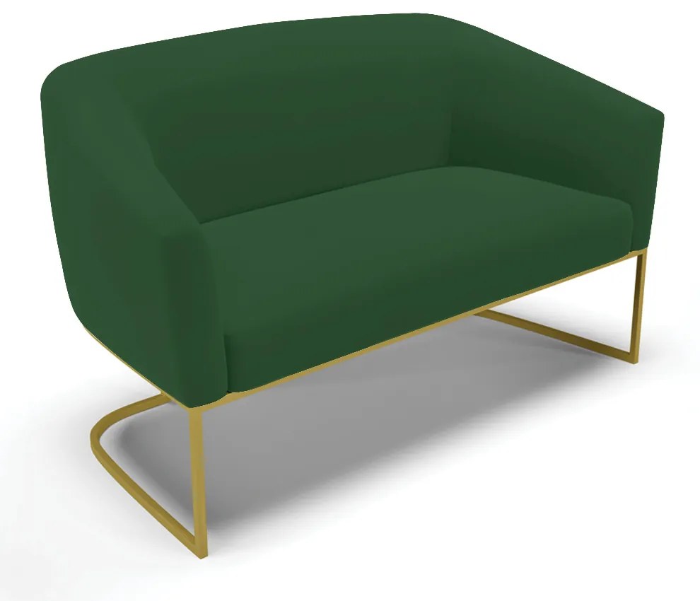 Sofá 2 Lugares Namoradeira Industrial Dourado Stella Veludo D03 - D'Rossi - Verde