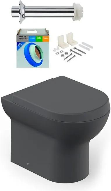 Kit Bacia Sanitária Convencional com Assento Nexo Grafito + Conjunto de Fixação, Tubo de Ligação e Anel de Vedação - Roca - Roca