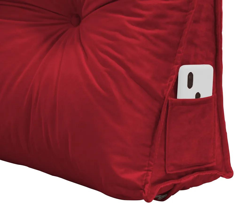 Almofada para Cabeceira Mel 1,60 m Queen Travesseiro Apoio para Encosto Macia Formato Triângulo Suede Vermelho