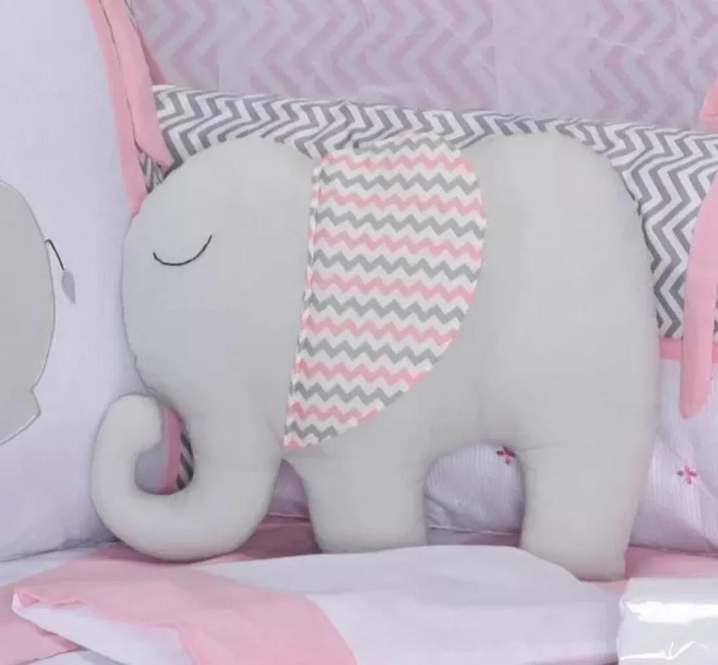 Almofada Decorativa Elefante Cinza Rosa