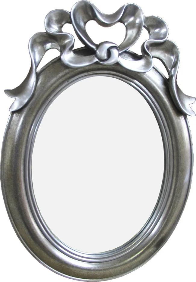 Espelho Clássico Oval Prateado com Arabesco - 59x36cm