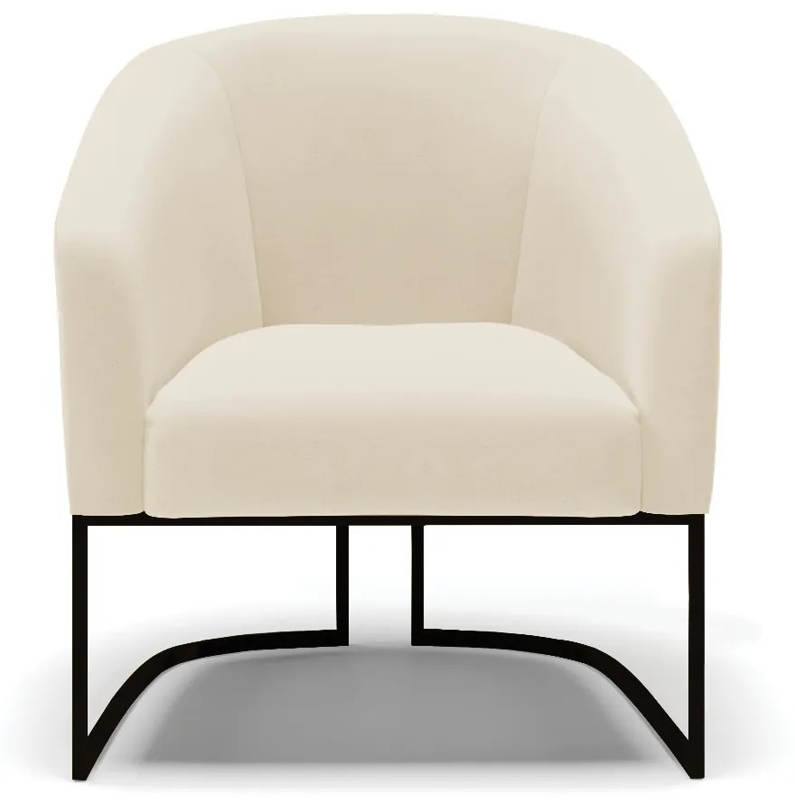 Poltrona Decorativa Industrial Preto Kit 2 Stella Linho Bege D03 - D'Rossi