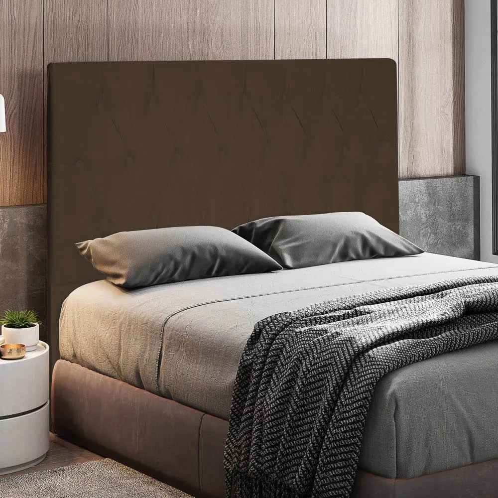 Cabeceira Topázio Para Cama Box Casal 140 cm Suede - D'Rossi - Marrom