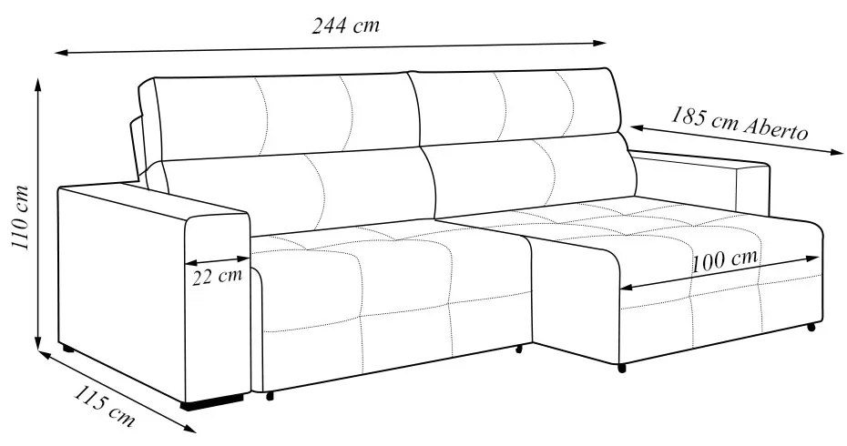 Sofá Retrátil 3 Lugares 244cm 2 Módulos Nero com USB Couro Caramelo G52 - Gran Belo