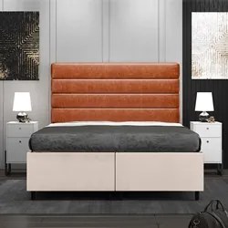 Cabeceira com Base Cama Box Casal Queen 158x198 Hit ID5 Suede Bege/Cou