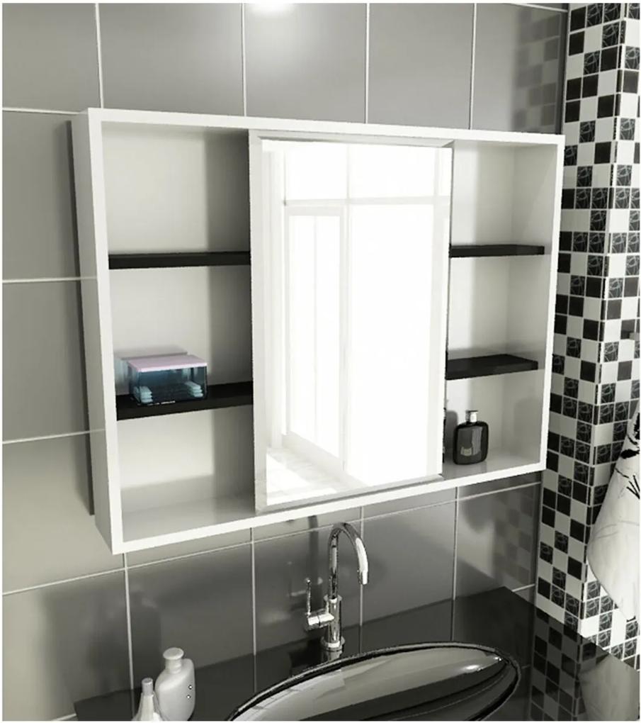 Espelheira para Banheiro Modelo 22 80 cm Branca e Preta Tomdo