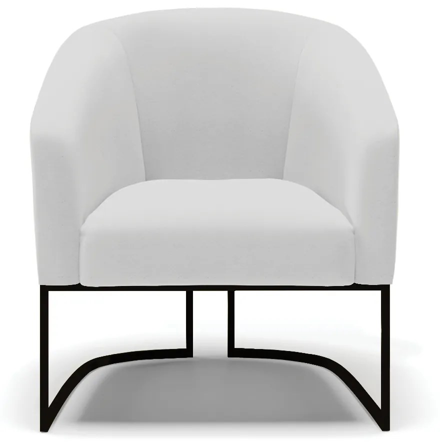 Poltrona Decorativa Industrial Preto Stella Linho D03 - D'Rossi - A05 Cinza