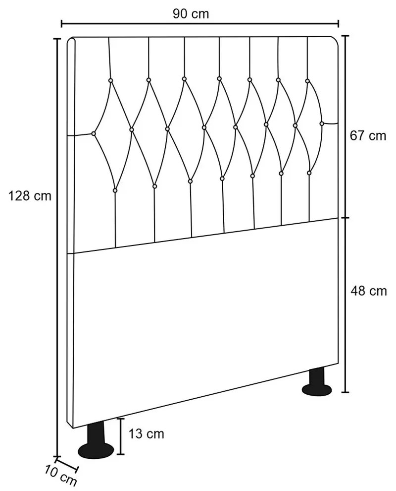 Cabeceira Topázio Para Cama Box Solteiro 90 cm Suede Preto - D'Rossi