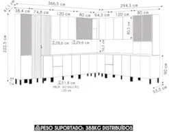 Armário de Cozinha CP08 Com Tampo 120cm Minsk Branco/Freijó Z06 - Mpoz