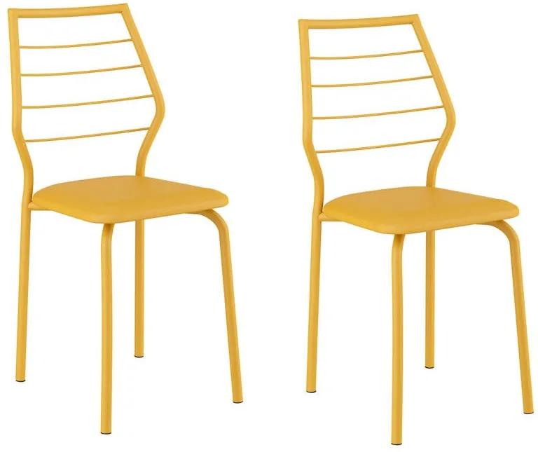 Cadeiras para Cozinha Kit 2 Cadeiras 1716 Amarelo Ouro - Carraro Móveis