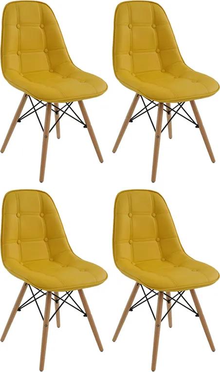 Conjunto 4 Cadeiras Eiffel Botonê Eames DSW Amarela