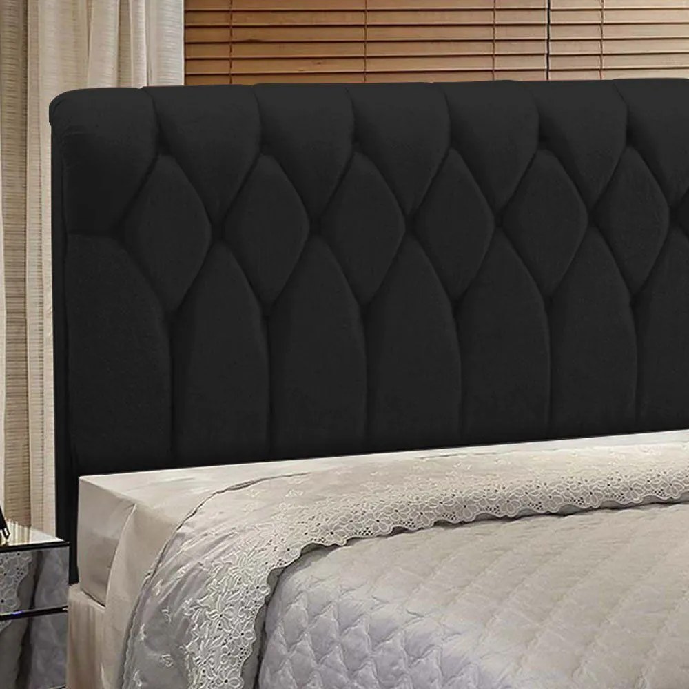 Cabeceira Miami Cama Box Solteiro 90 cm Suede Preto D'Rossi