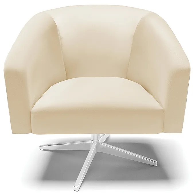 Poltrona Decorativa Giratória Cromada Kit 2 Stella Sintético D03 - D'Rossi - Bege