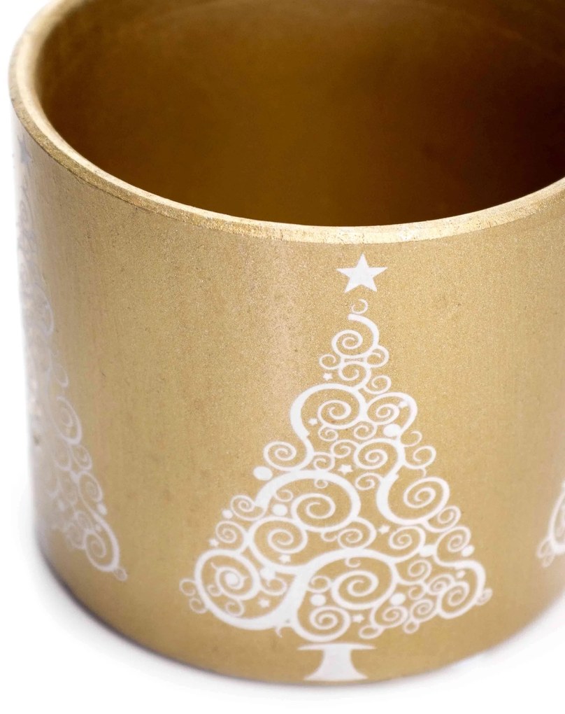 Vaso Natalino Dourado Cimento 12x10 cm D'Rossi