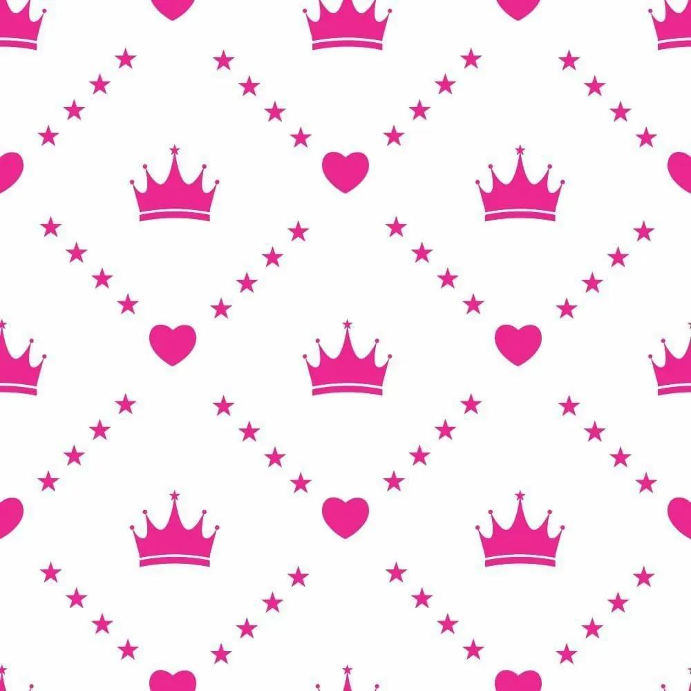 OUTLET -  5 Rolos Papel de Parede  Tiara Princesa Pink  0,58 x3,00 metros