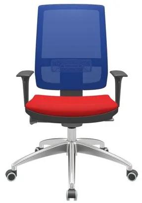 Cadeira Office Brizza Tela Azul Assento Aero Vermelho Autocompensador Base Aluminio 120cm - 63777 Sun House