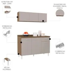 Armário de Cozinha CP01 Com Tampo Classic Z46 Castanho/Off - Mpozenato