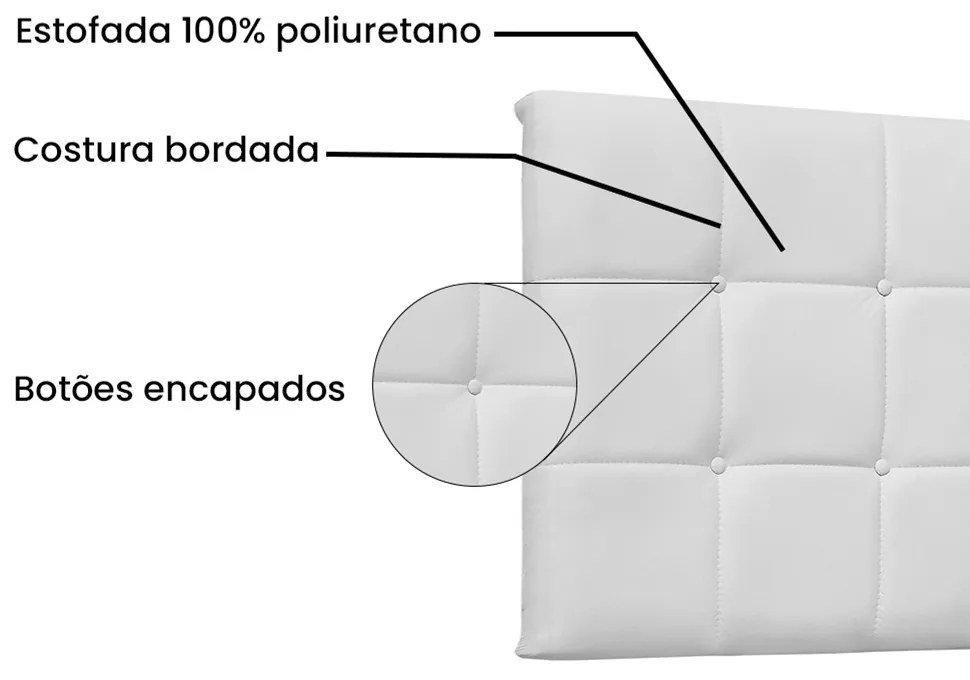 Cabeceira Painel Verona Para Cama Box Solteiro 90 cm Corino - D'Rossi - Branco