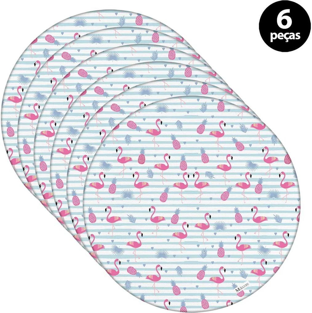 Capa para Sousplat Mdecore Flamingo Azul6pçs