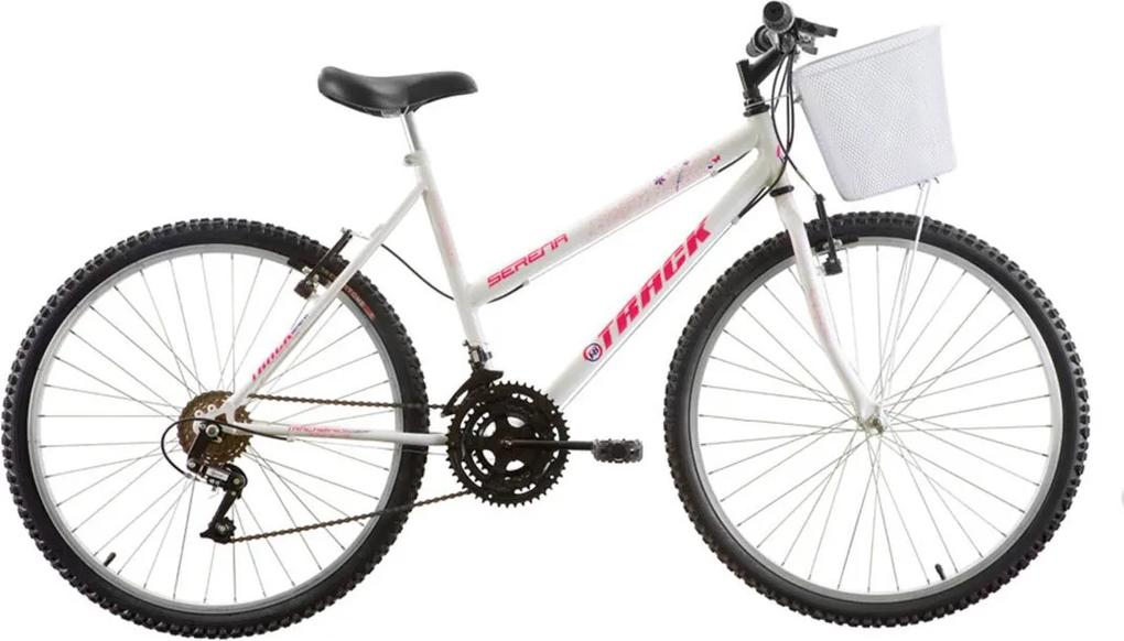 Bicicleta Aro 26 Mtb Serena com Cesta 18V Branca Track & Bikes