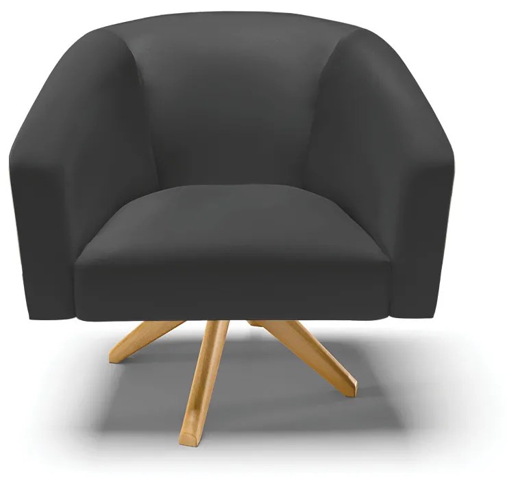 Poltrona Decorativa Giratória MA30 Stella Sintético D03 - D'Rossi - Preto