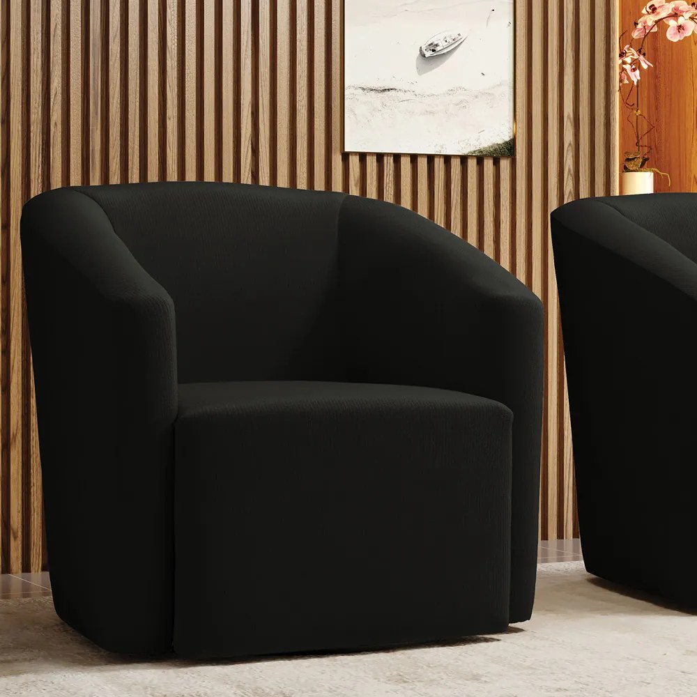 Poltrona Decorativa Base Giratória Stella Max Suede D03 - D'Rossi - Preto