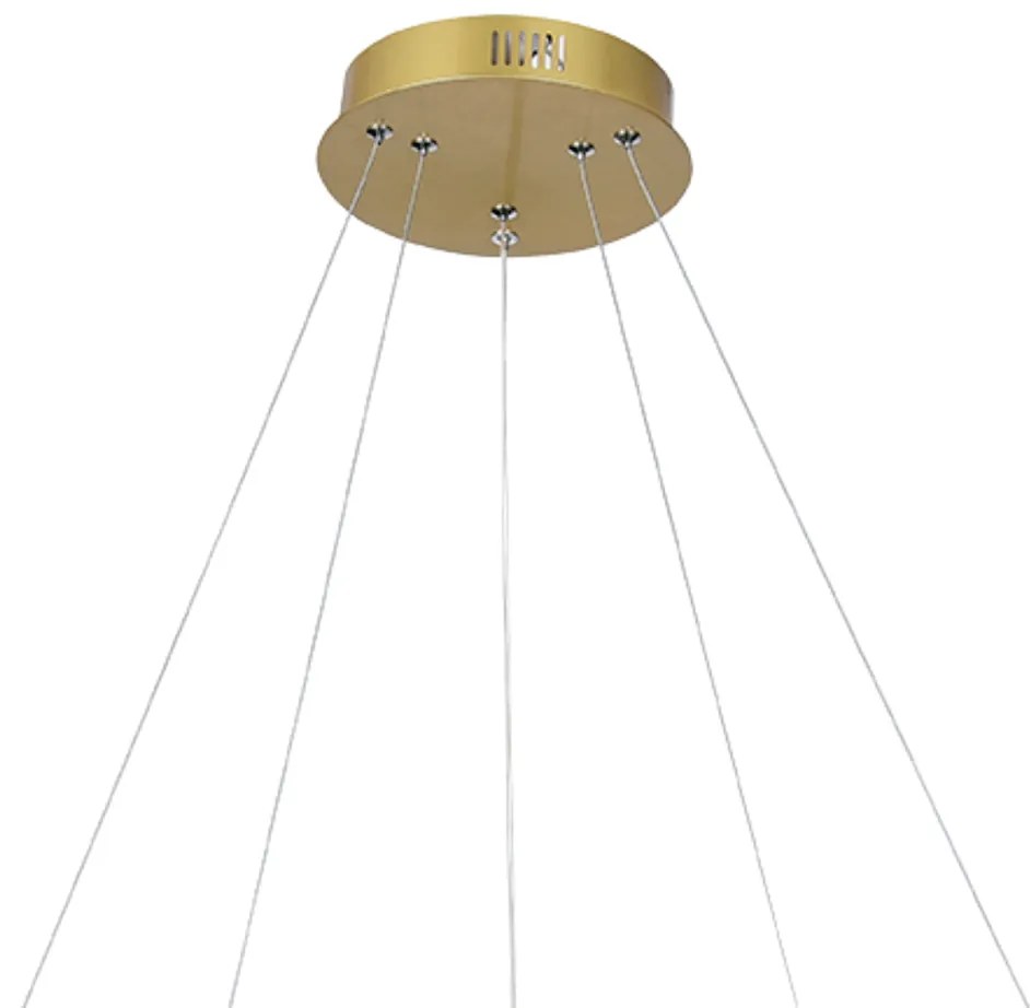 Pendente Hex Aros Ø80X3,5Cm / Ø60X3,5Cm Led 70W 3000K Bivolt / Hexagon... (Dourado)
