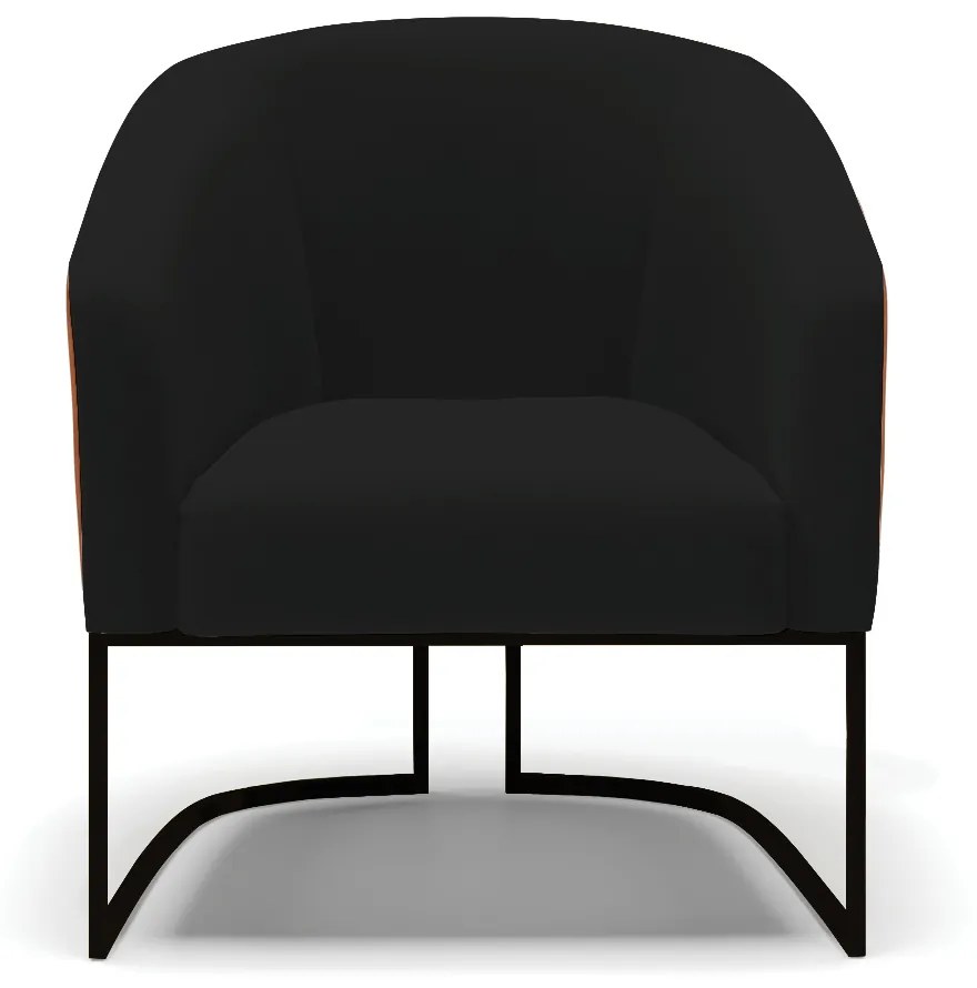 Poltrona Decorativa Industrial Preto Kit 2 Stella Nozes/Linho Preto D03 - D'Rossi