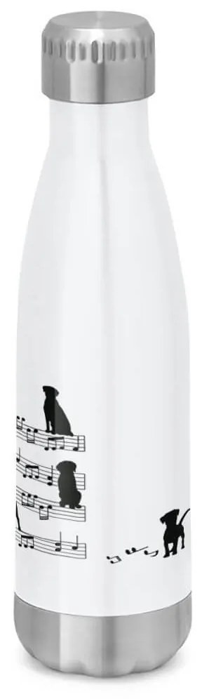 Garrafa Térmica Inox Brilhante 510 ml Cachorro Musical Preto - Branco