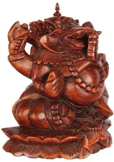 Escultura Ganesh em Madeira Suar