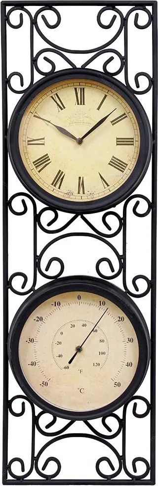 Relógio com Termômetro Moldura Arabesco Greenway - 70x23 cm