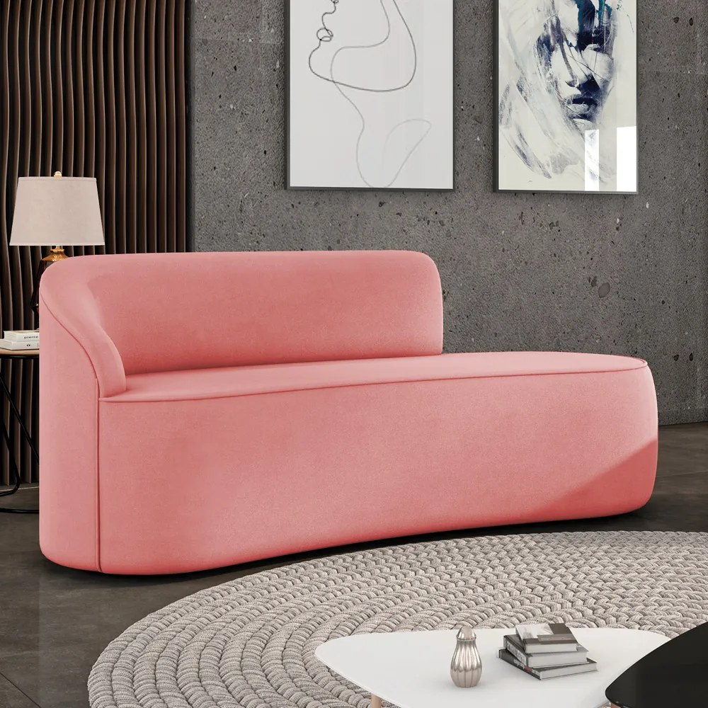 Sofá 4 Lugares Orgânico 220 cm Morgan Suede D03 - D'Rossi - Rose