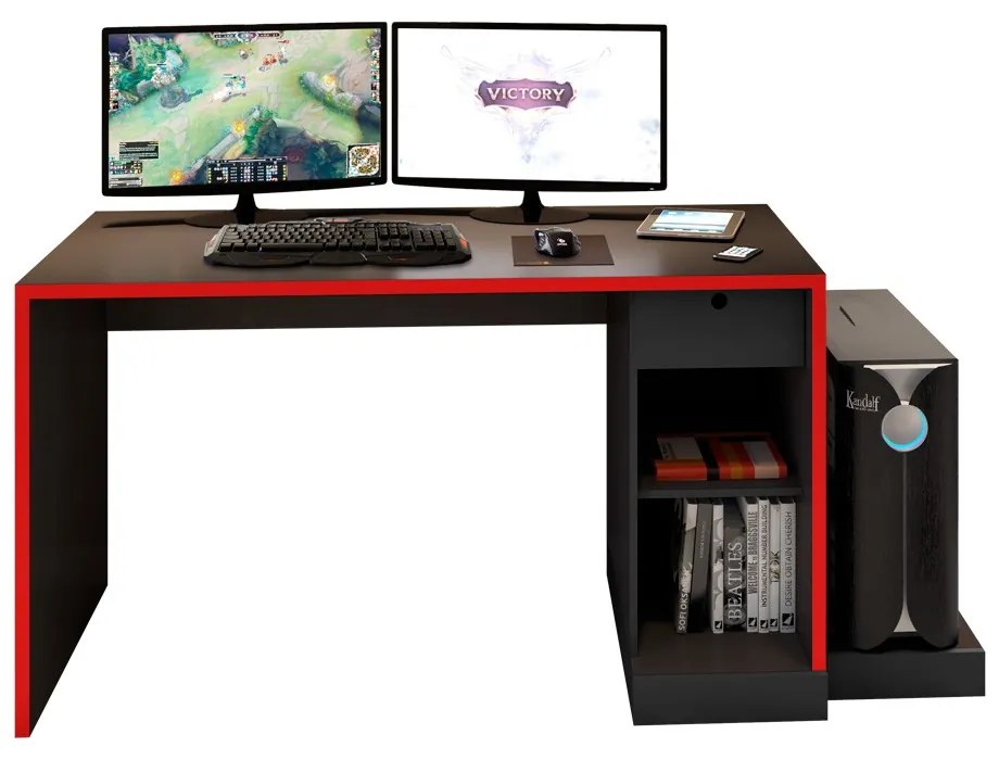 Mesa Gamer DRX-3000 Preto e Vermelho - D'Rossi