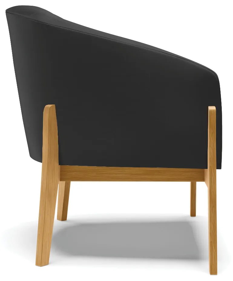 Poltrona Decorativa Base de Madeira kit 2 Stella Sintético Preto D03 - D'Rossi