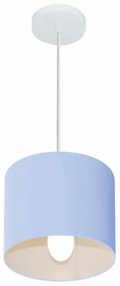 Lustre Pendente Cilíndrico Vivare Md-4046 Cúpula em Tecido 18x18cm - Bivolt - Azul-Bebê - 110V/220V