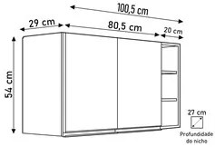 Armário de Cozinha Aéreo Califórnia 80cm e Nicho Garrafeiro 20cm Riad