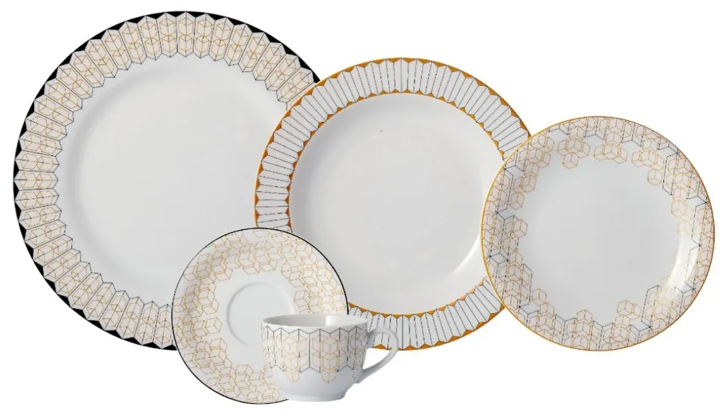 Aparelho de Jantar Chá 30 Peças Porcelana Schmidt - Dec. Jericoacoara 2401  - SCHMIDT