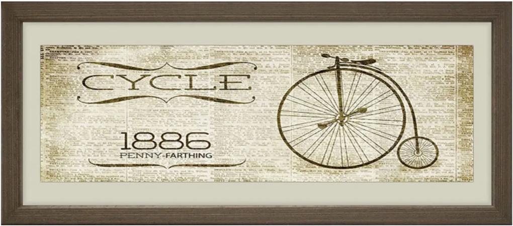 Quadro Vintage Decorativo Cycle 1886 Penny Farthing 50x20cm