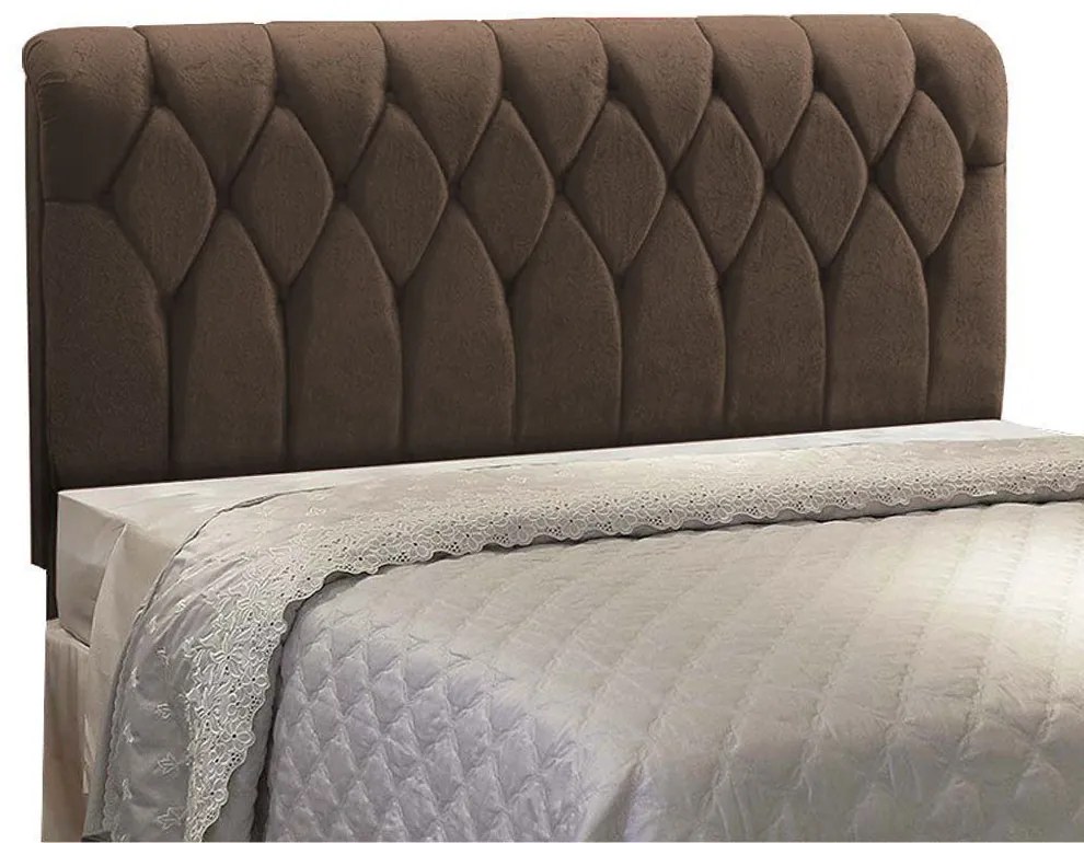 Cabeceira Miami Cama Box Queen 160 cm Suede Marrom D'Rossi