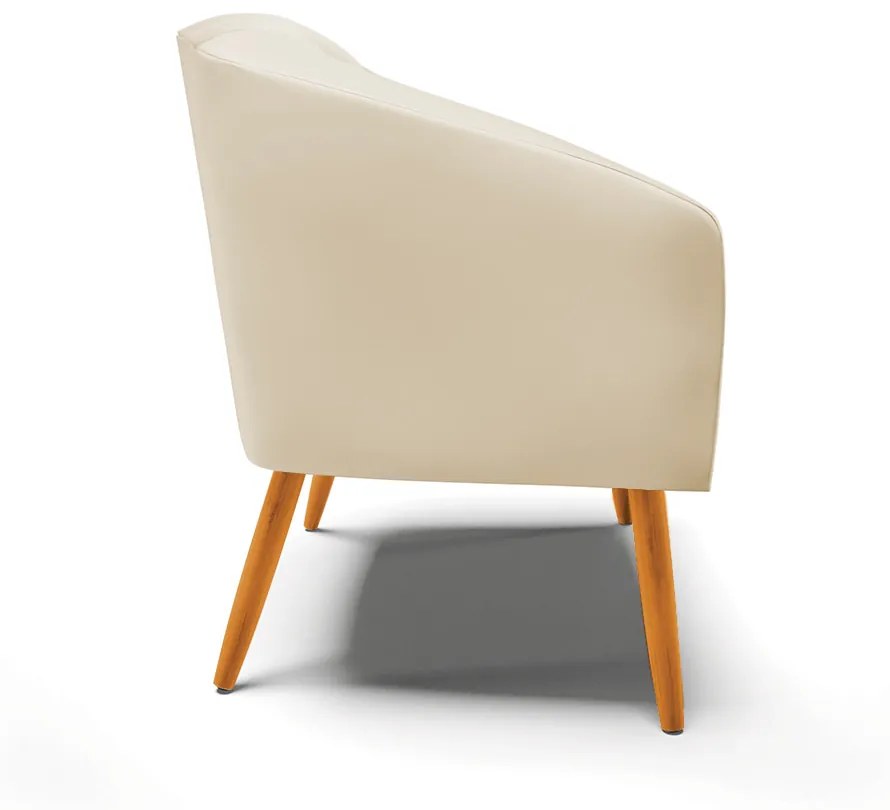 Poltrona Decorativa Pé Palito Castanho Stella Sintético Bege D03 - D'Rossi