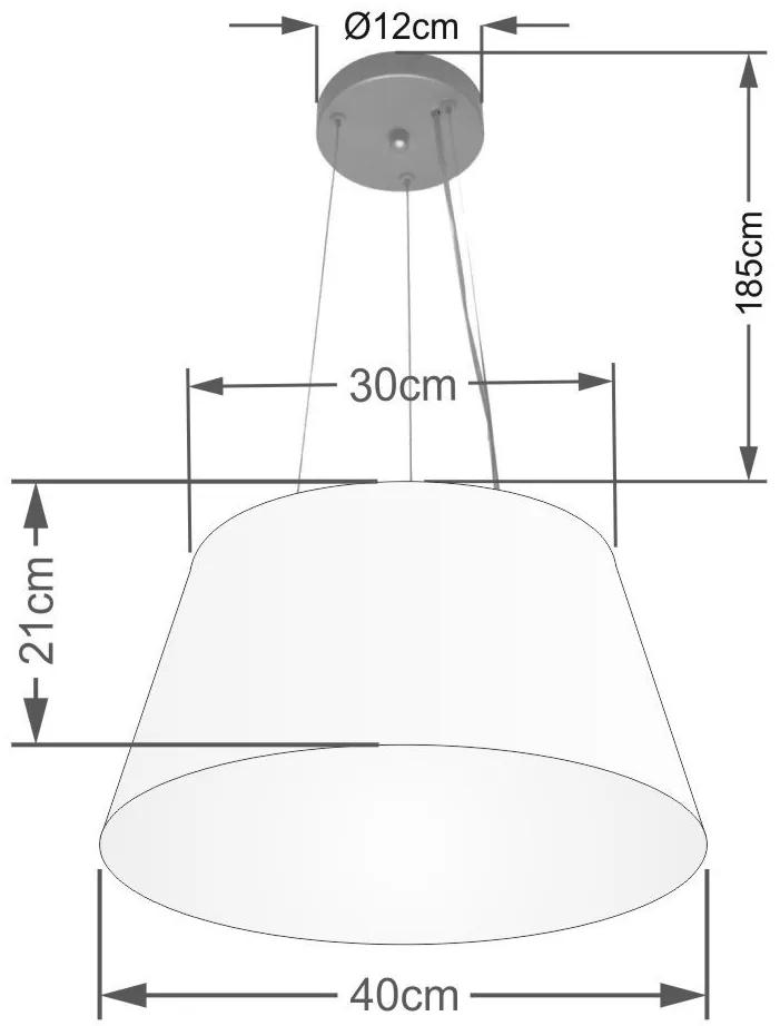 Lustre Pendente Cone Vivare Md-4001 Cúpula em Tecido 21/40x30cm - Bivolt - Branco - 110V/220V