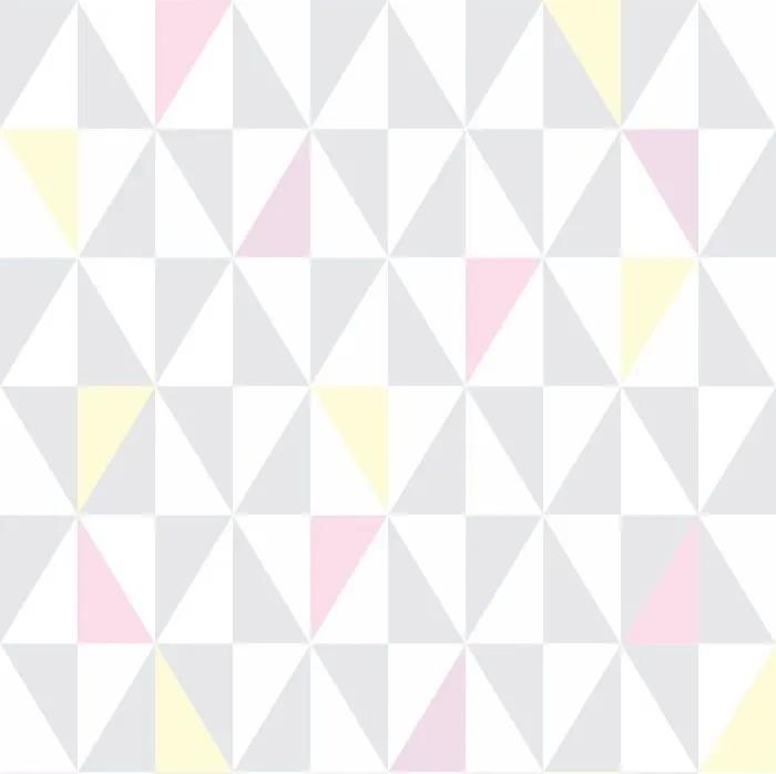 Papel De Parede Adesivo Triângulos Cinza Rosa Amarelo (0,58m x 2,50m)