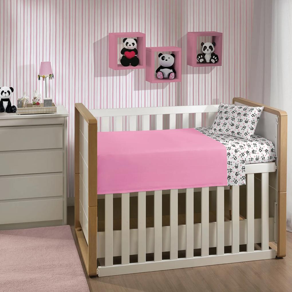 Jogo De Cama Malha Bebê Estampado Mini Menina 1,15 M X 1,40 M Com 3 Peças Lepper Pink
