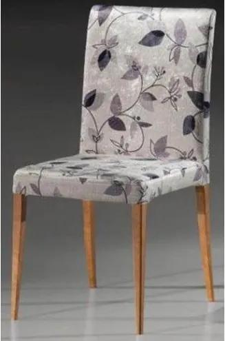 Cadeira Flox Cor Nogal Tecido Chenile Floral Roxo - 23006 Sun House