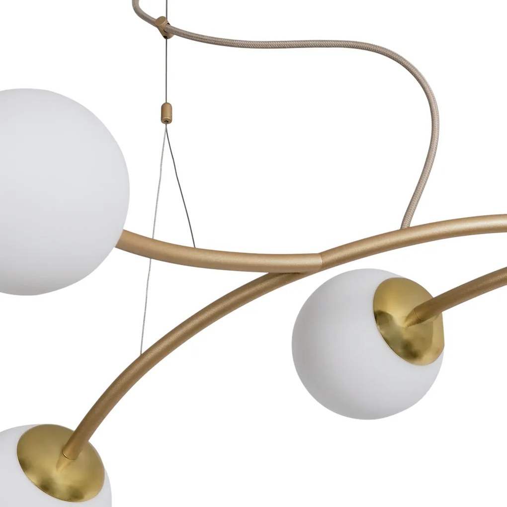 Pendente Zucca 34X105Cm 6Xg9 Cabo Aço Chumbador + Cabo Rayon / Globo Ø... (CP-M - Champagne Metálico, CLEAR)