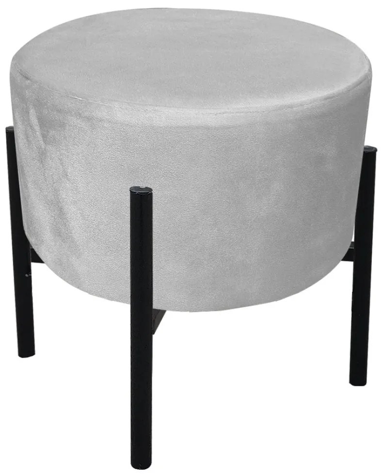 Puff Banqueta Decorativo Industrial Preto Kit 2 Iron Suede D03 - D'Rossi - Cinza